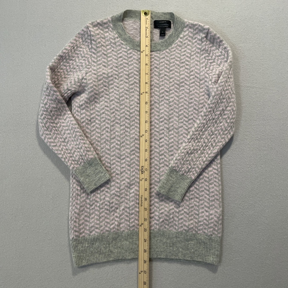 J.CREW Italian Cashmere Women's Sweater Small/ Xsmall Pink/Gray Chevron EUC Soft - Picture 4 of 7